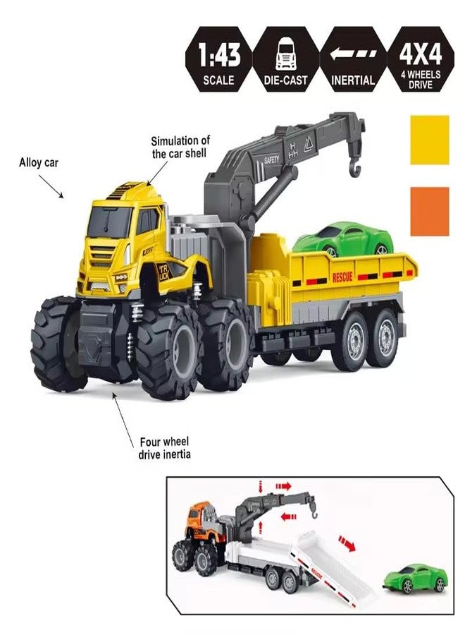 SHIPEASE شاحنة نقل سيارات تعمل بالاحتكاك من SHIPEASE مع أجزاء متحركة، نموذج معدني مصبوب بمقياس 1:43، لعبة محرك، مقطورة نقل مدينة رباعية الدفع، ألعاب مركبات مصغرة للأطفال من الأولاد والبنات (متعددة الألوان) - Image 4